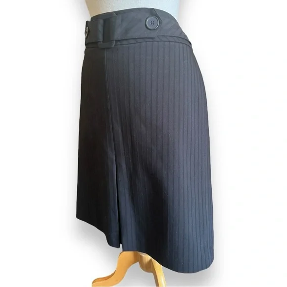 Black A-Line Midi Striped Skirt - Picture 2 of 4